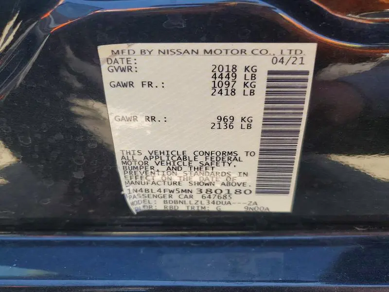 2021 NISSAN ALTIMA PLATINUM  