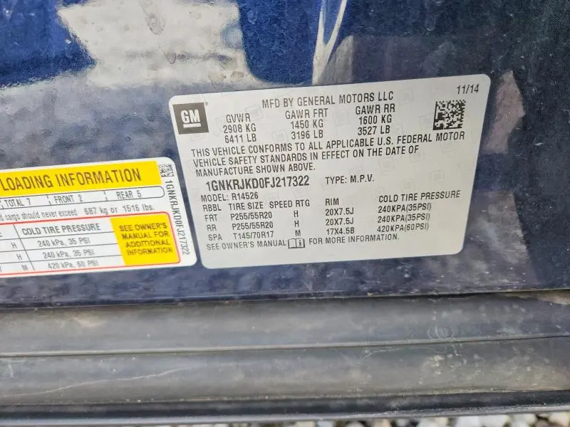 2015 CHEVROLET TRAVERSE LTZ  