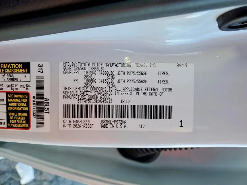 2019 TOYOTA TUNDRA PLATINUM  