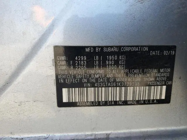 2019 SUBARU IMPREZA LIMITED  