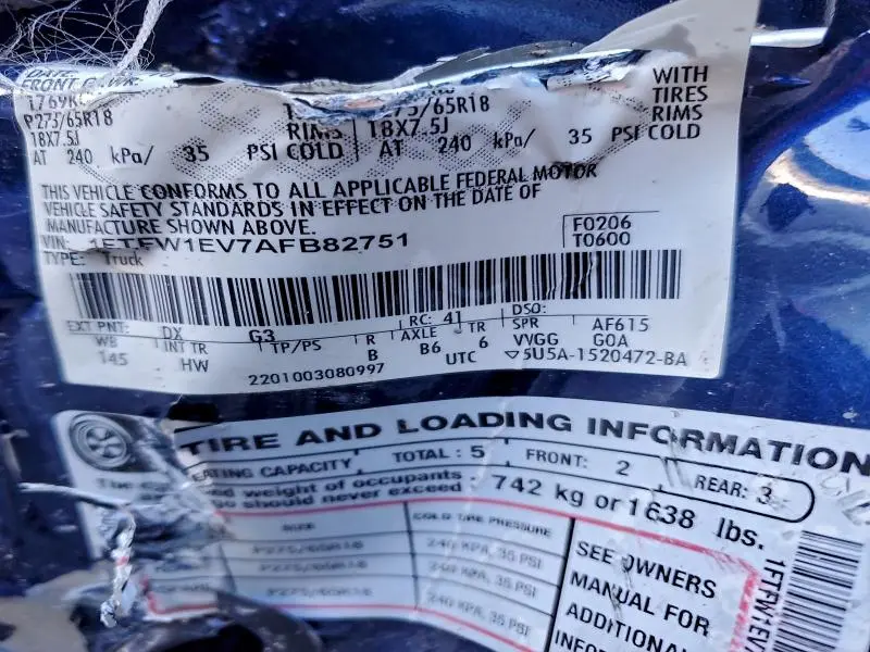 2010 FORD F150 SUPERCREW  