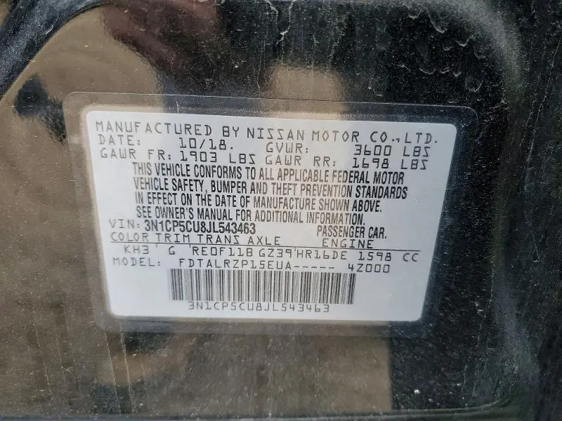 2018 NISSAN KICKS S  