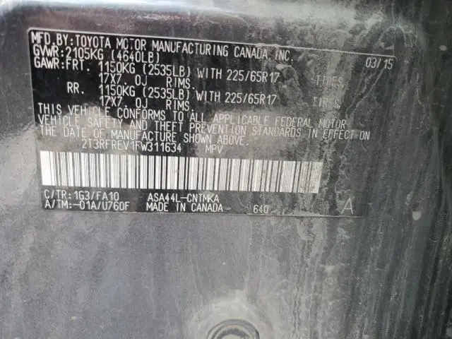 2015 TOYOTA RAV4 XLE  