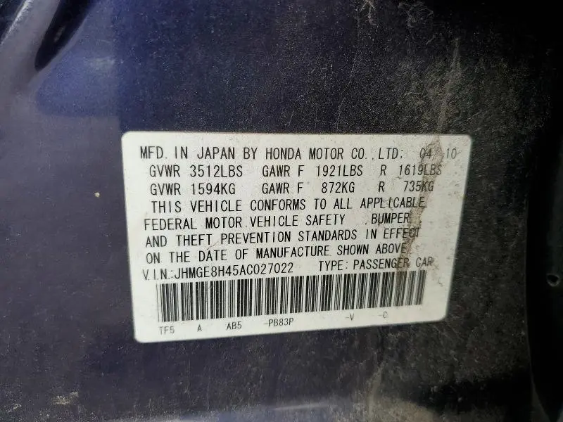 2010 HONDA FIT SPORT  