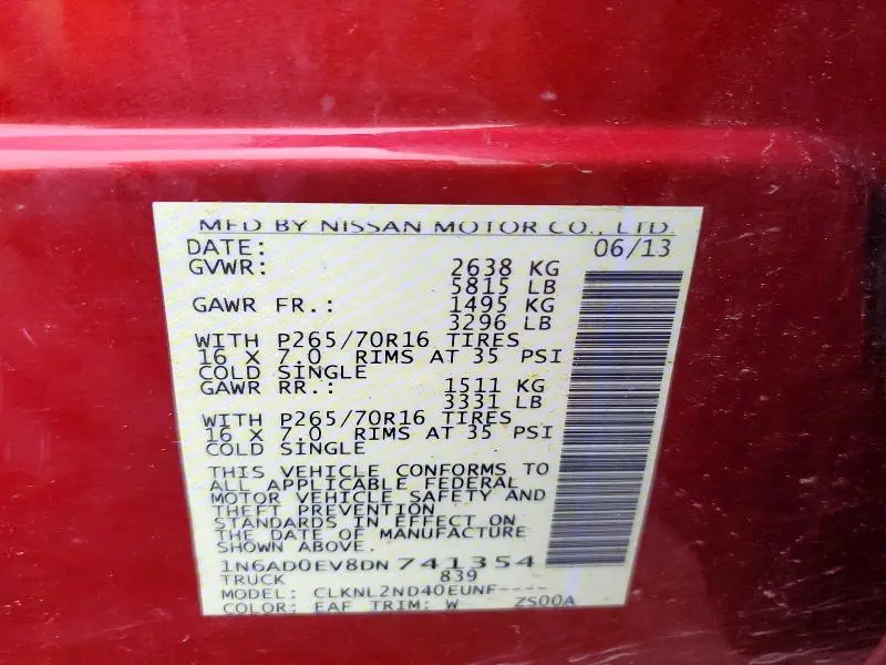 2013 NISSAN FRONTIER S  