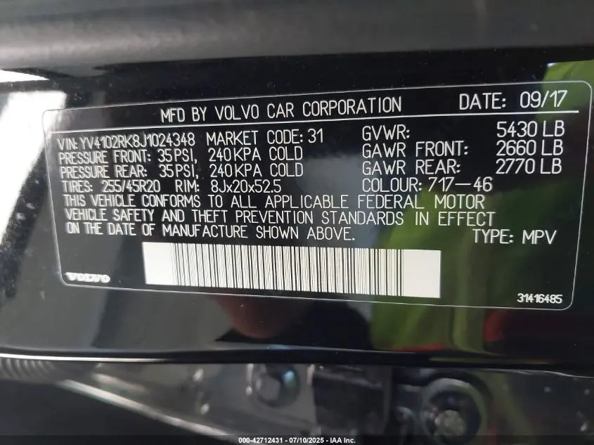 2018 VOLVO XC60 T5 MOMENTUM