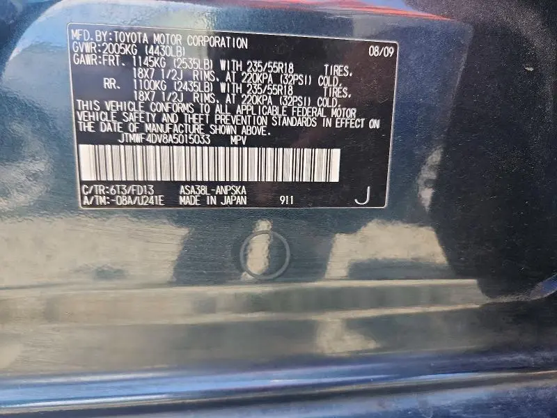 2010 TOYOTA RAV4 SPORT  