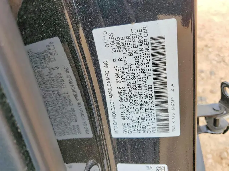 2019 HONDA ACCORD SPORT  