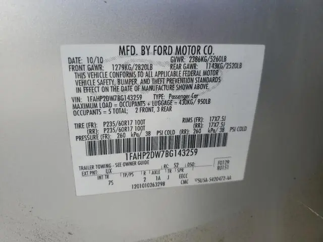 2011 FORD TAURUS SE  