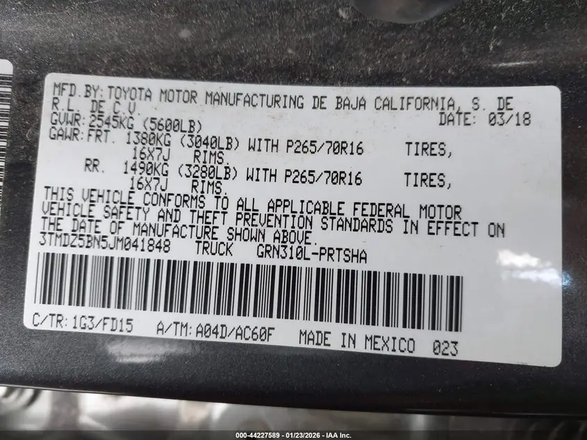 2018 TOYOTA TACOMA TRD OFF ROAD