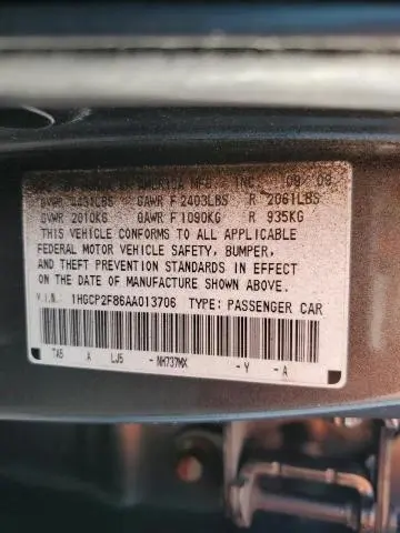 2010 HONDA ACCORD EXL  