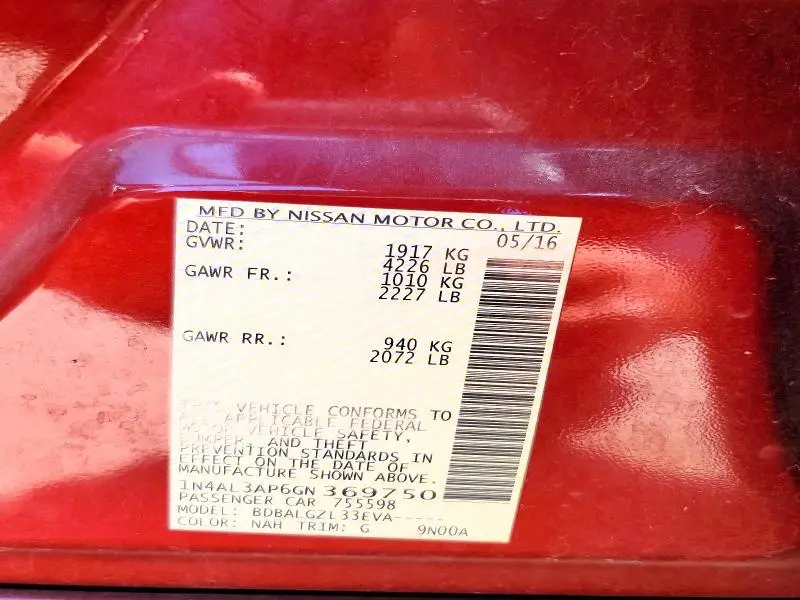 2016 NISSAN ALTIMA 2.5 S  