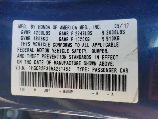 2017 HONDA ACCORD LX  