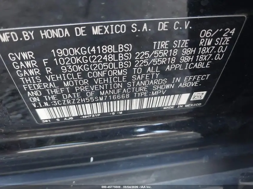 2025 HONDA HR-V AWD SPORT