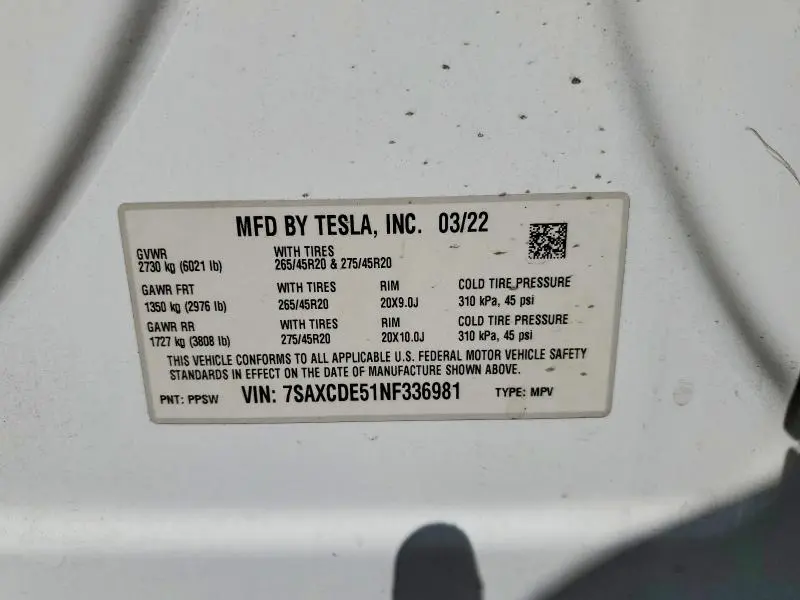 2022 TESLA MODEL X   
