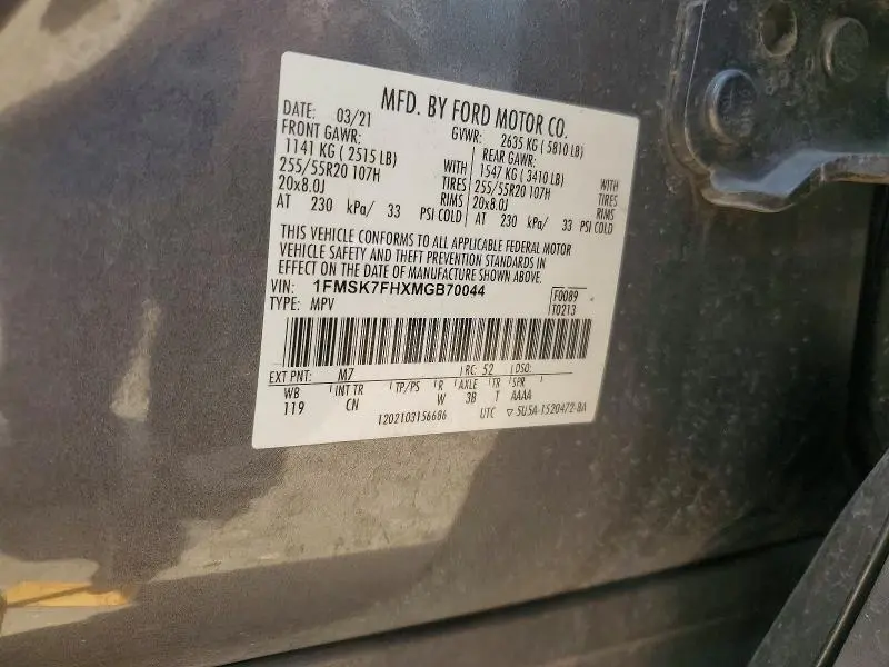 2021 FORD EXPLORER LIMITED  