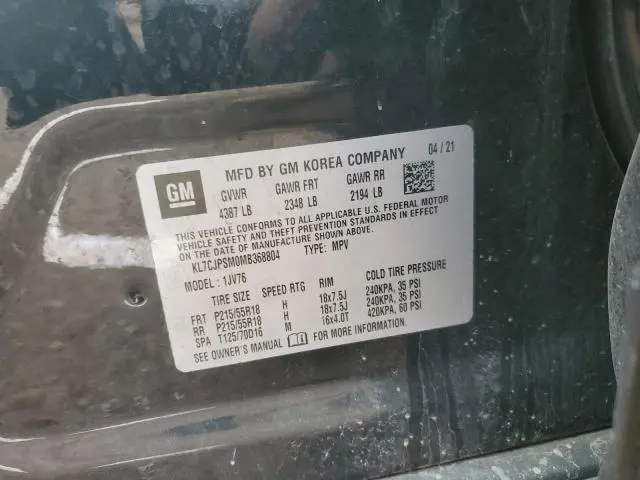 2021 CHEVROLET TRAX 1LT  