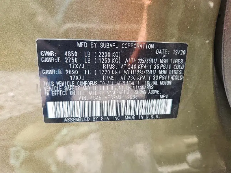 2021 SUBARU OUTBACK PREMIUM  