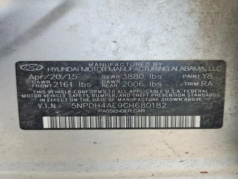 2016 HYUNDAI ELANTRA LIMITED  