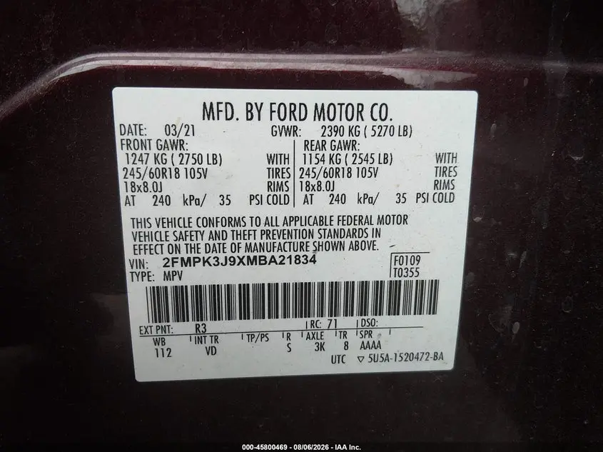 2021 FORD EDGE SEL