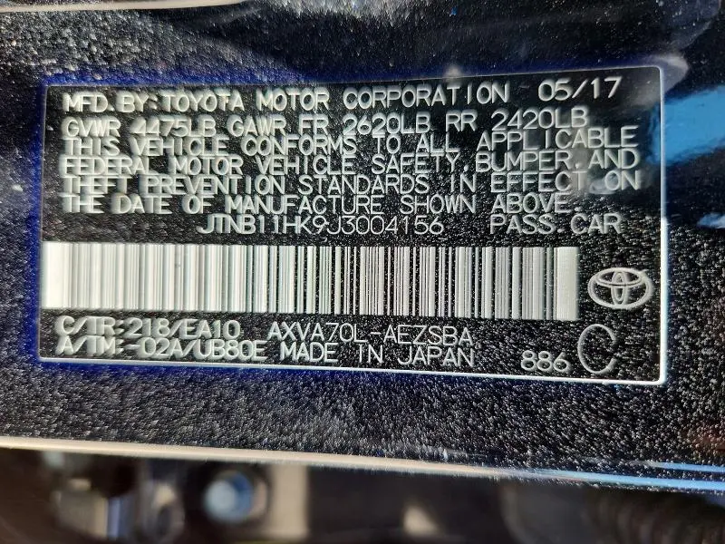 2018 TOYOTA CAMRY SE  