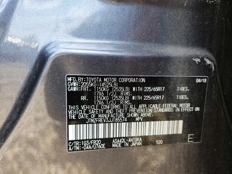2018 TOYOTA RAV4 LE  