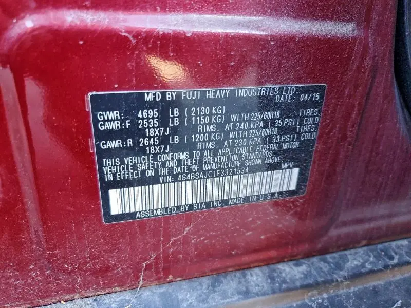 2015 SUBARU OUTBACK 2.5I LIMITED  