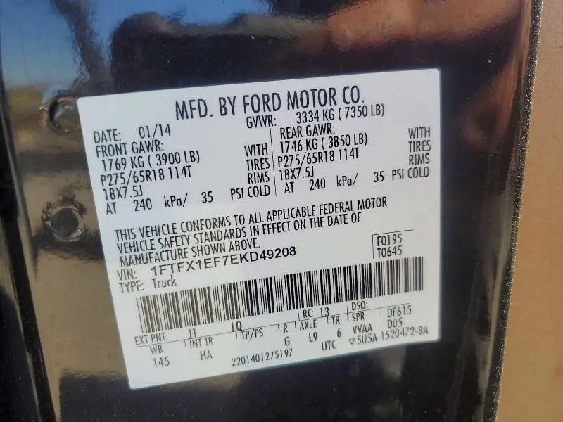2014 FORD F150 LARIAT 4WD 5.0L V8 FFV EXT CAB