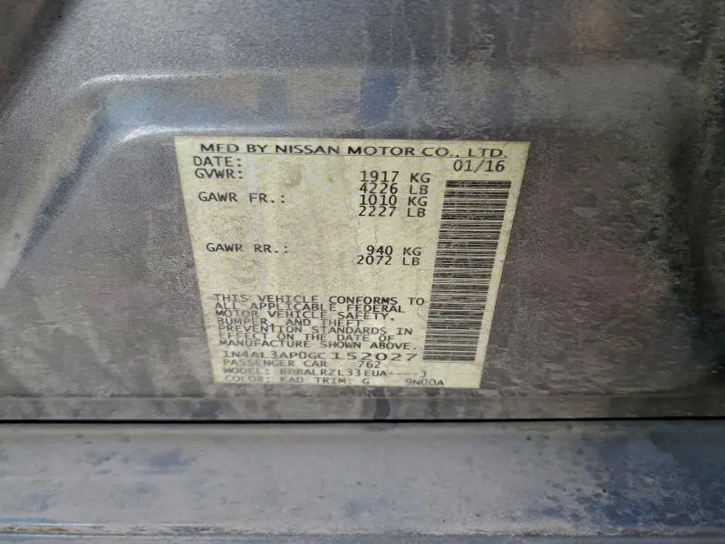 2016 NISSAN ALTIMA 2.5  