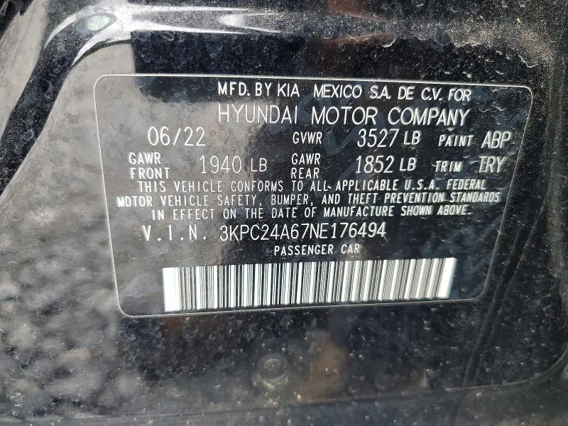 2022 HYUNDAI ACCENT SEL  