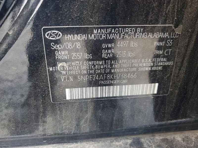 2019 HYUNDAI SONATA SE  