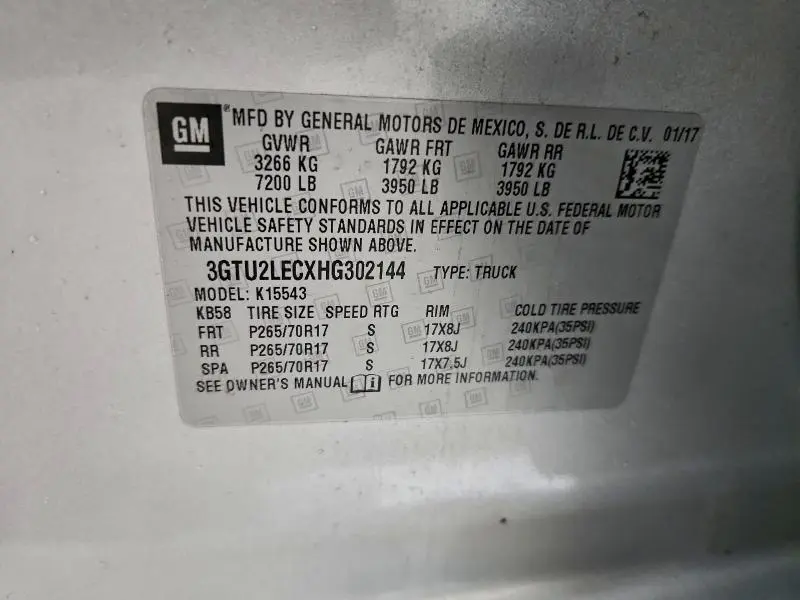 2017 GMC SIERRA K1500  