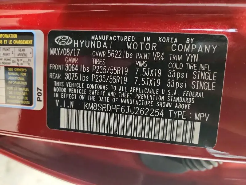 2018 HYUNDAI SANTA FE LIMITED ULTIMATE  