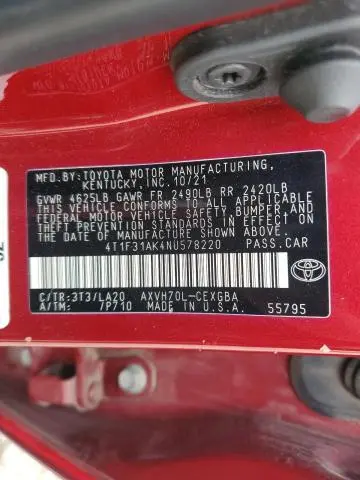 2022 TOYOTA CAMRY XLE  
