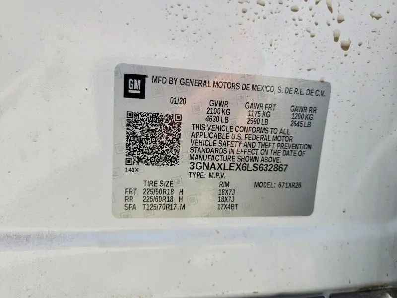 2020 CHEVROLET EQUINOX LT  