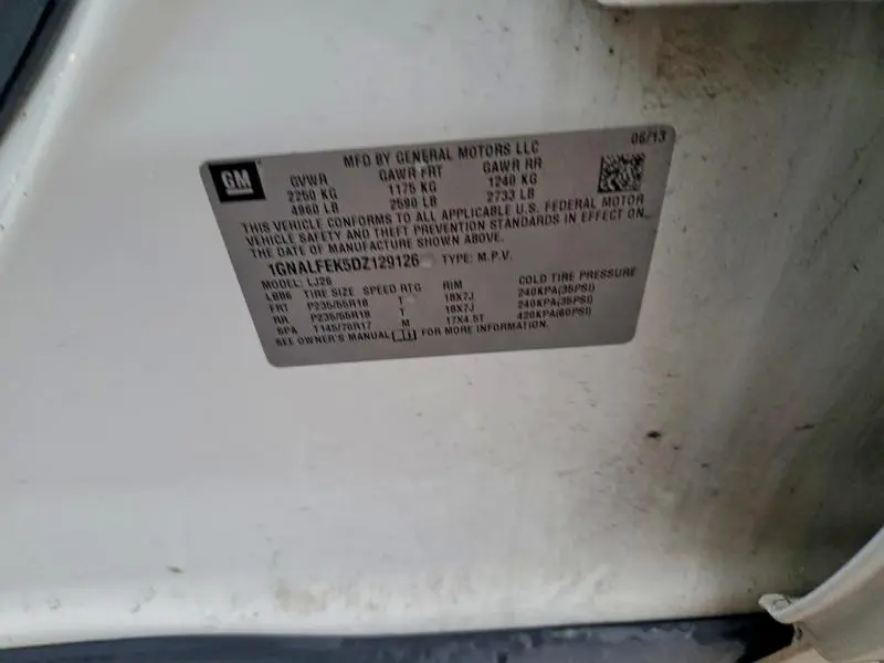 2013 CHEVROLET EQUINOX LTZ  