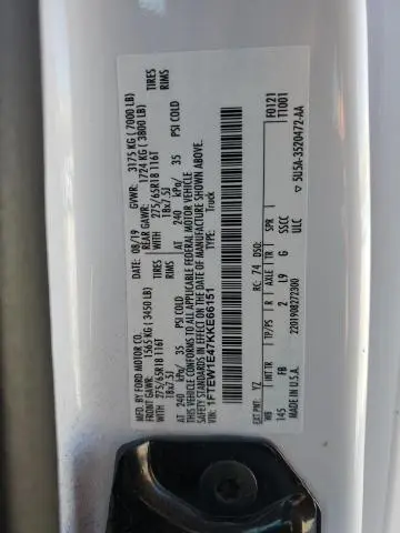 2019 FORD F150 SUPERCREW  