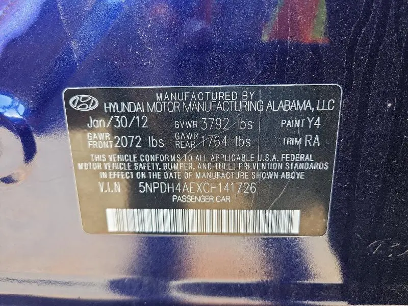 2012 HYUNDAI ELANTRA LIMITED  