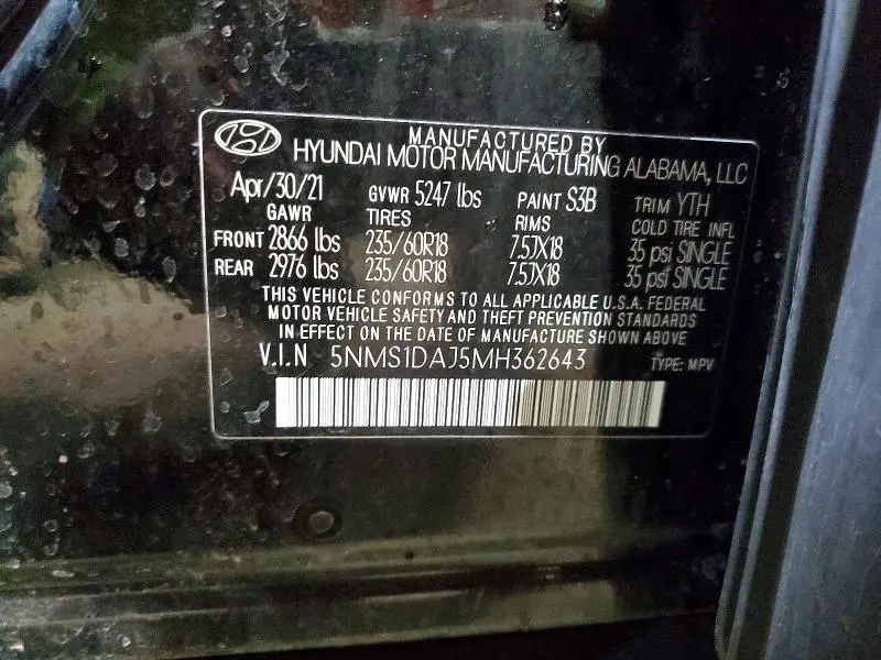 2021 HYUNDAI SANTA FE SE  
