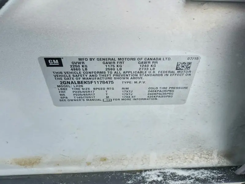 2015 CHEVROLET EQUINOX LT  