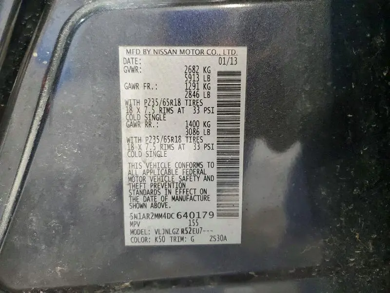 2013 NISSAN PATHFINDER S  