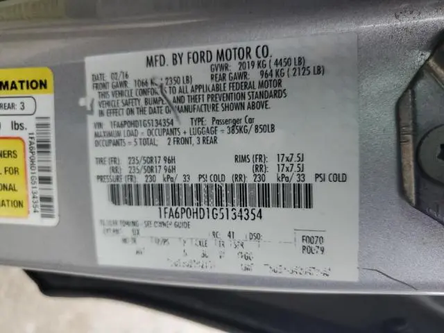 2016 FORD FUSION SE  