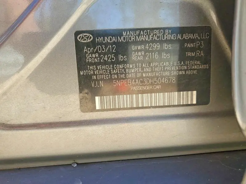 2013 HYUNDAI SONATA GLS  