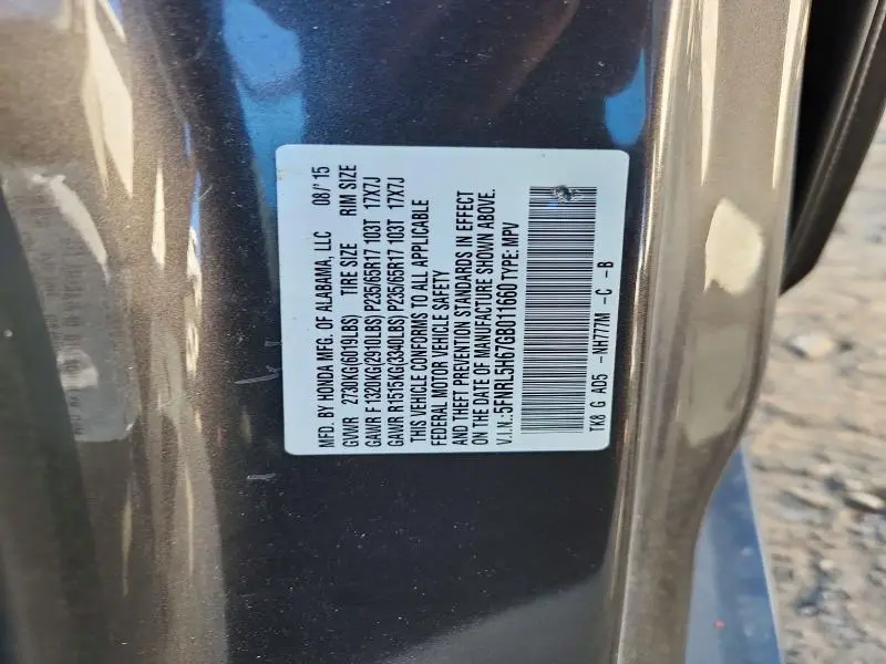 2016 HONDA ODYSSEY EXL  