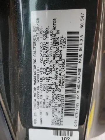 2010 TOYOTA TACOMA ACCESS CAB  