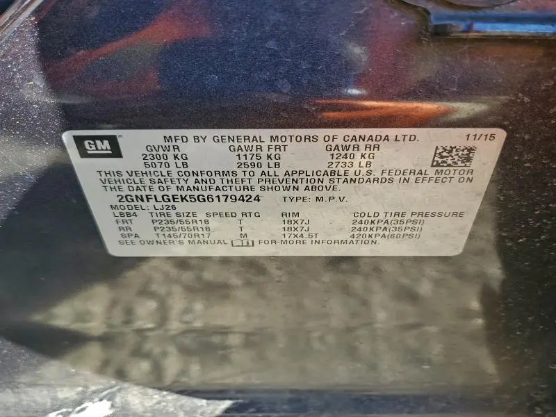 2016 CHEVROLET EQUINOX LTZ  