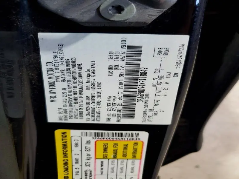 2019 FORD FUSION TITANIUM  