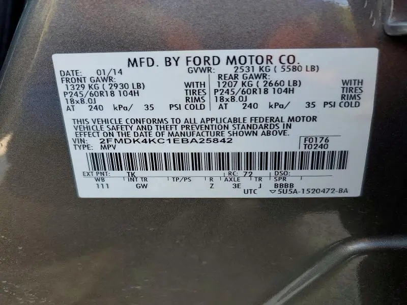 2014 FORD EDGE LIMITED  