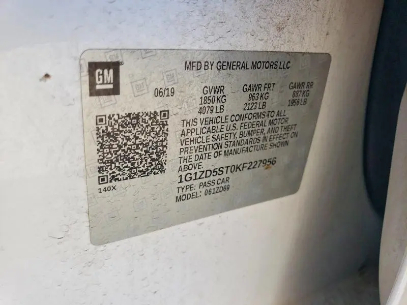 2019 CHEVROLET MALIBU LT  