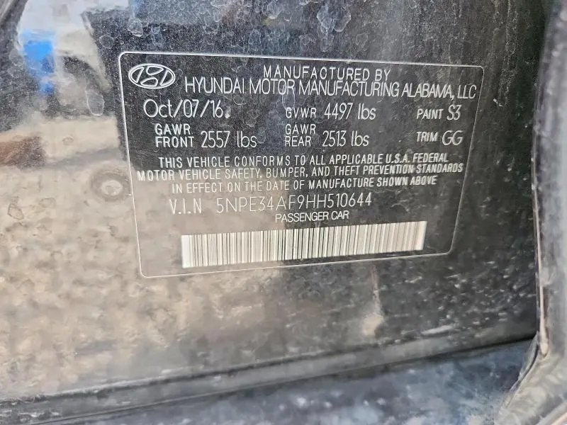 2017 HYUNDAI SONATA LIMITED  